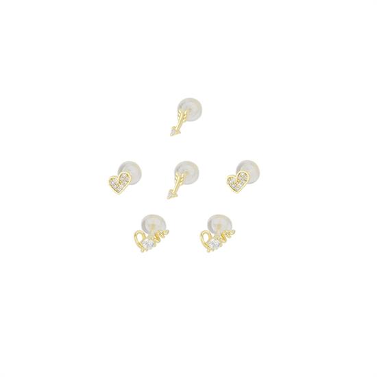 ORECCHINI SET CUORICINI FRECCE E ILOVEU ZIRCONATI IN ARGENTO 925°/°°