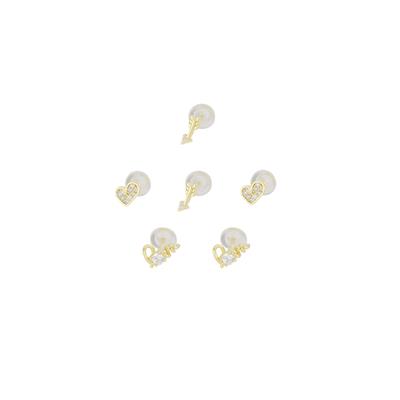 ORECCHINI SET CUORICINI FRECCE E ILOVEU ZIRCONATI IN ARGENTO 925°/°°