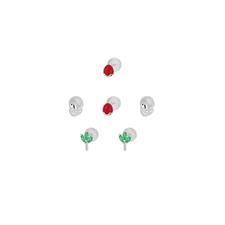 ORECCHINI SET UCCELLINO FIORI UOVA SMALTO E ZIRCONI ARGENTO 925°/°°