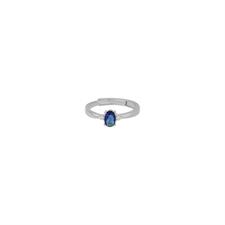 ANELLO RODIO OVALE BLU CON DUE ZIRCONI LATI IN ARGENTO 925°/°°