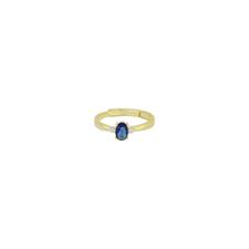 ANELLO DORATO OVALE BLU CON DUE ZIRCONI LATI IN ARGENTO 925°/°°