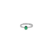 ANELLO RODIO OVALE VERDE CON DUE ZIRCONI LATI IN ARGENTO 925°/°°