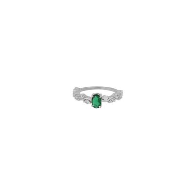 ANELLO RODIO OVALE VERDE CON GAMBO ONDULATO ZK IN ARGENTO 925°/°°