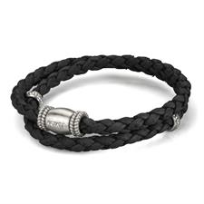 BRACCIALE CORDINO ACCIAIO TRECCIA MAIORCA NERA