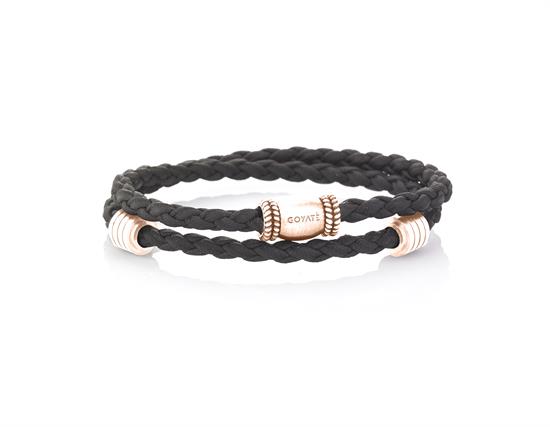 BRACCIALE CORDINO ROSE ACCIAIO TRECCIA MAIORCA NERA