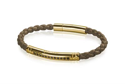 BRACCIALE ACCIAIO BARRA ZK NERI GOLD TRECCIA SAFARI