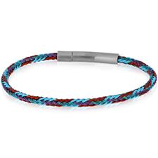 BRACCIALE CAVETTO MULTIFILO AZZURRO E ROSSO ACCIAIO