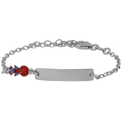 BRACCIALE BIMBO TARGHETTA E RAGNO SMALTO ARGENTO 925°/°°