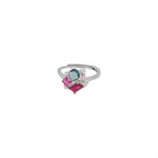 ANELLO MIX ZIRCONI COLOR VARIE FORME IN ARGENTO 925°/°°