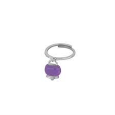 ANELLO CAMPANELLA RODIO SMALTO VIOLA IN ARGENTO 925°/°°