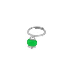 ANELLO CAMPANELLA RODIO SMALTO VERDE IN ARGENTO 925°/°°