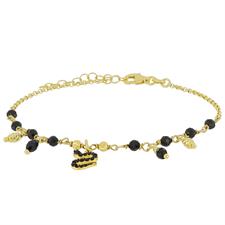 BRACCIALE SPINELLO NERO SERPENTE PENDENTE ZIRCONI ARGENTO 925°/°°