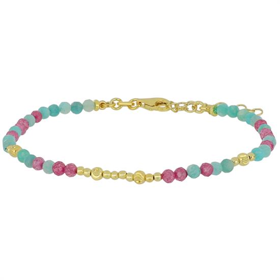 BRACCIALE CON AMAZZONITE E SPINELLO FUXIA ARGENTO 925°/°°