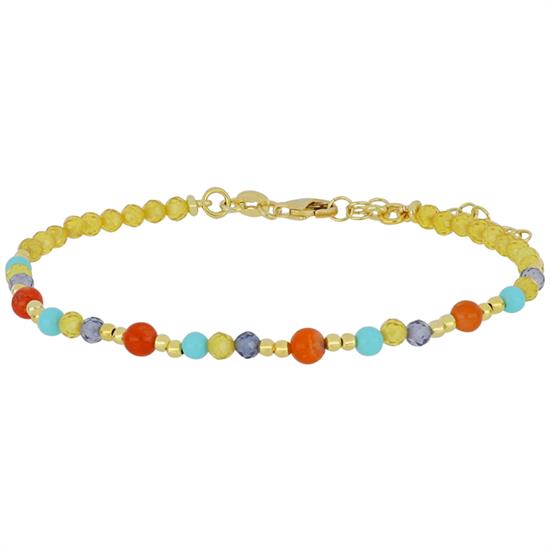 BRACCIALE SPINELLO LEMON AMET. P.TURCHESE E CORALLO ARGENTO 925°/°°