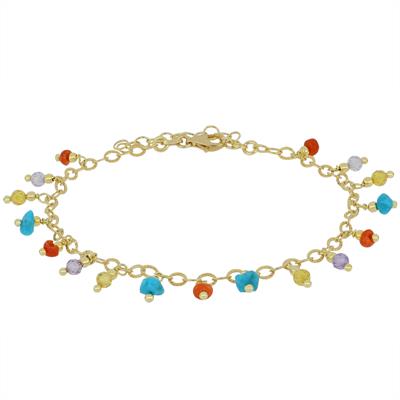 BRACCIALE MAGLIA SOLE CORALLO P.TURCHESE SPIENLLO ARGENTO 925°/°°