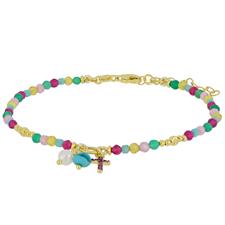 BRACCIALE SPINELLO E CUBI MULTICOLOR CROCE ZIRCONATA ARGENTO 925°/°°