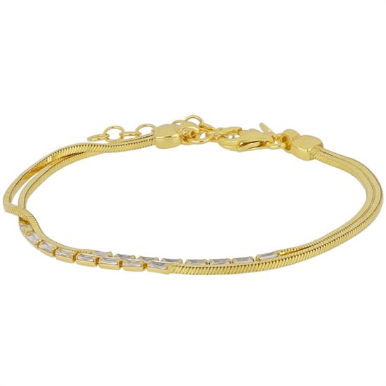 BRACCIALE TUBOLARE 2 FILI ZIRCONI BAGUETTE PASSANTI ARGENTO 925°/°°