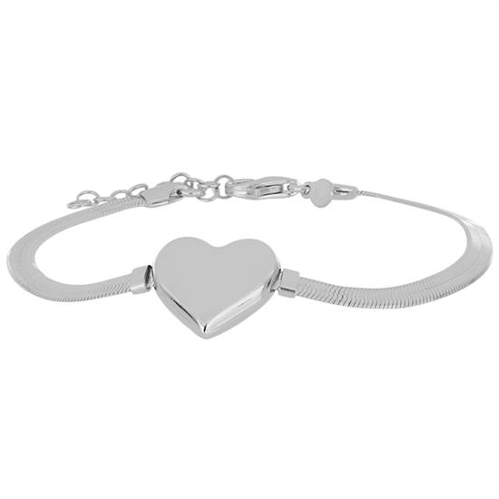 BRACCIALE SNAKE CON CUORE ACCOPPIATO CENTRALE IN ARGENTO 925°/°°