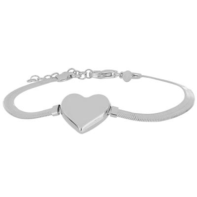 BRACCIALE SNAKE CON CUORE ACCOPPIATO CENTRALE IN ARGENTO 925°/°°