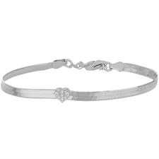 BRACCIALE SNAKE CON CUORE ZIRCONATO CENTRALE IN ARGENTO 925°/°°