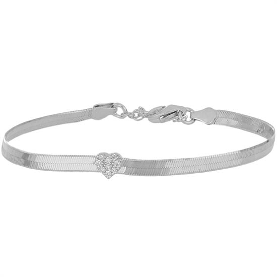 BRACCIALE SNAKE CON CUORE ZIRCONATO CENTRALE IN ARGENTO 925°/°°