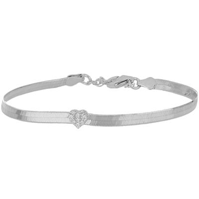 BRACCIALE SNAKE CON CUORE ZIRCONATO CENTRALE IN ARGENTO 925°/°°