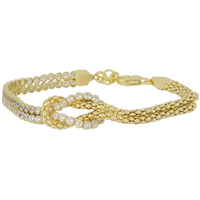 BRACCIALE NODO ZIRCONATO CON CATENA POP CORN IN ARGENTO 925°/°°