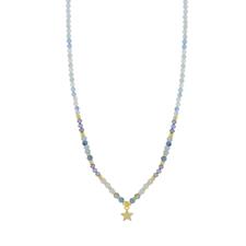 COLLANA SPINELLO ACQUAMARINA E BLU STELLA ZIRCONATA ARGENTO 925°/°°