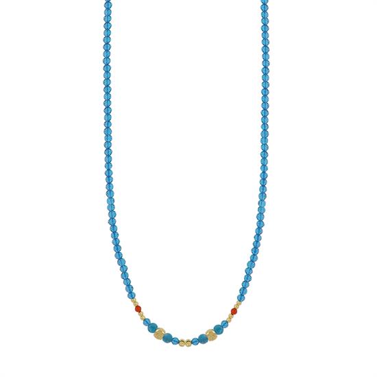 COLLANA CORALLO SPINELLO BLU APATITE ARGENTO 925°/°°