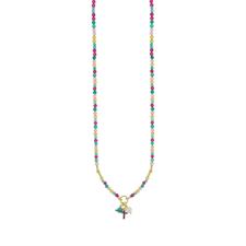 COLLANA SPINELLO E CUBI MULTICOLOR CROCE ZIRCONATA ARGENTO 925 °/°°