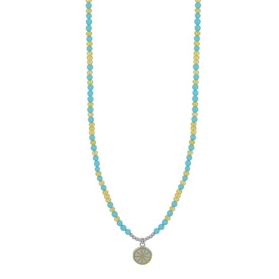 COLLANA P.TURCHESE SPINELLO LEMON E LIMONE SMALTATO ARGENTO 925°/°°