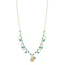 COLLANA AGATA VERDE SCAGLIE TURCHESE E FETTA LIMONE ARGENTO 925°/°°