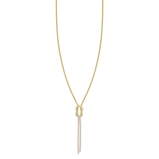 COLLANA NODO ZIRCONATO CON CATENA POP CORN IN ARGENTO 925°/°°