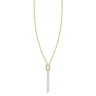 COLLANA NODO ZIRCONATO CON CATENA POP CORN IN ARGENTO 925°/°°