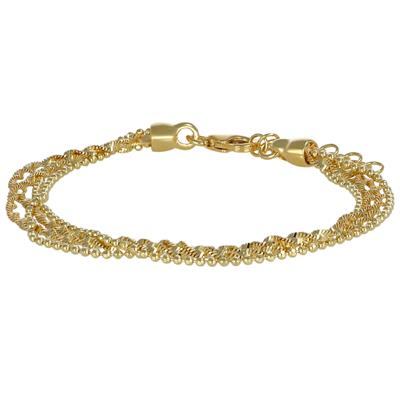 BRACCIALE 2FILI TORCHON E 2 FILI PALLINI DIAMANTATI ARGENTO 925°/°°