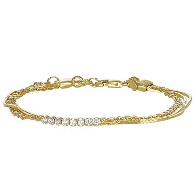 BRACCIALE 2 SNAKE E CATENA CENTRALE CON ZIRCONI IN ARGENTO 925°/°°