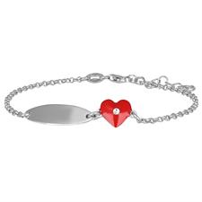 BRACCIALE BIMBA CUORE SMALTO E ZK CON TARGHETTA IN ARGENTO 925°/°°