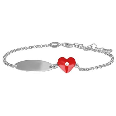 BRACCIALE BIMBA CUORE SMALTO E ZK CON TARGHETTA IN ARGENTO 925°/°°