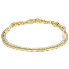 BRACCIALE SNAKE DOPPIA CON CENTRALE TENNIS PALLINO ARGENTO 925°/°°