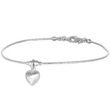 BRACCIALE FILO DIAMANTATO CON CUORE CENTRALE IN ARGENTO 925°/°°