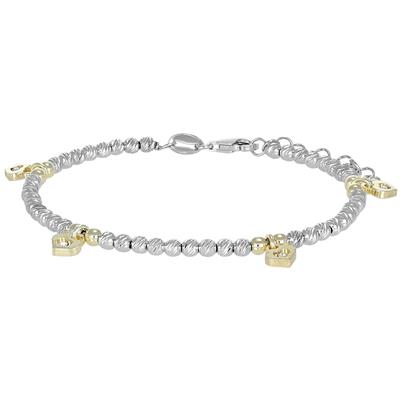 BRACCIALE PALLINO DISCO CON CUORI PENDENTI IN ARGENTO 925°/°°