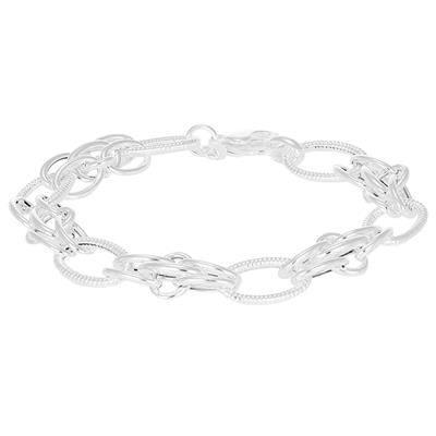 BRACCIALE BIG MAGLIA LAVORATA E RIGATE IN ARGENTO 925°/°°