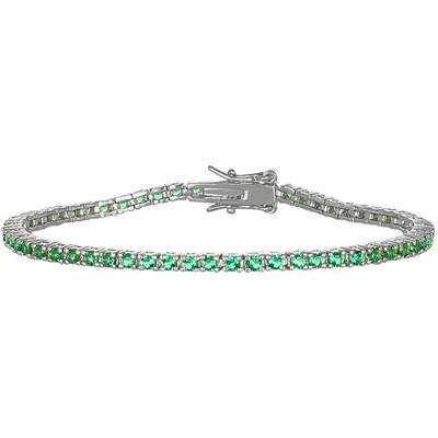 BRACCIALE TENNIS RODIO ZIRCONI VERDI 2MM IN ARGENTO 925°/°°