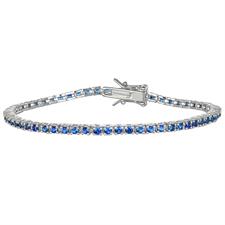 BRACCIALE TENNIS RODIO ZIRCONI BLU 2MM IN ARGENTO 925°/°°