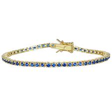 BRACCIALE TENNIS DORATO ZIRCONI BLU 2MM IN ARGENTO 925°/°°