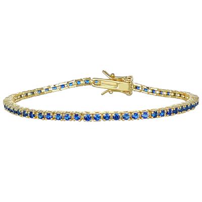 BRACCIALE TENNIS DORATO ZIRCONI BLU 2MM IN ARGENTO 925°/°°