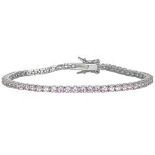 BRACCIALE TENNIS RODIO ZIRCONI ROSA 2MM IN ARGENTO 925°/°°