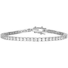 BRACCIALE TENNIS RODIO ZIRCONI BIANCHI 2.5MM IN ARGENTO 925°/°°