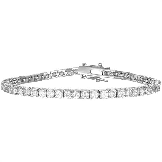 BRACCIALE TENNIS RODIO ZIRCONI BIANCHI 2.5MM IN ARGENTO 925°/°°