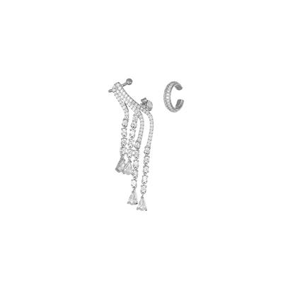 ORECCHINO ONDA TENNIS CON MONO EARCUFF ZIRCONI IN ARGENTO 925 °/°°